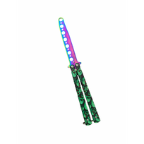 Treniruočių peilis Butterfly be ašmenų 22cm - Rainbow green skull