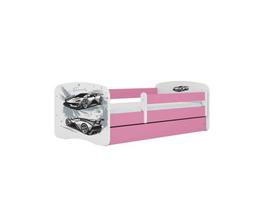 Vaikiška lova be čiužinio, su stalčiumi Kocot Kids BabyDreams Pink sports car, 180x80 cm, rožinė/balta