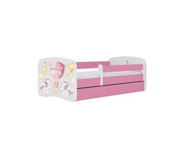 Vaikiška lova be čiužinio, su stalčiumi Kocot Kids BabyDreams Pink balloon, 160x80 cm, rožinė/balta