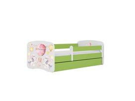 Vaikiška lova be čiužinio, su stalčiumi Kocot Kids BabyDreams Green balloon, 180x80 cm, žalia/balta