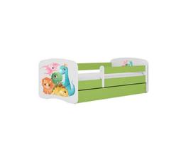Vaikiška lova be čiužinio, su stalčiumi Kocot Kids BabyDreams Green tiny dinos, 180x80 cm, žalia