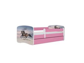 Vaikiška lova be čiužinio, su stalčiumi Kocot Kids BabyDreams Pink galloping horse, 140x70 cm, rožinė
