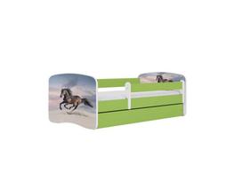 Vaikiška lova be čiužinio, su stalčiumi Kocot Kids BabyDreams Green galloping horse, 160x80 cm, žalia