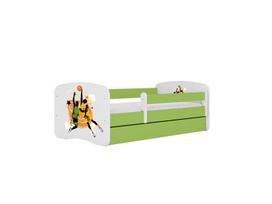 Vaikiška lova be čiužinio, su stalčiumi Kocot Kids BabyDreams Green basketball, 160x80 cm, žalia
