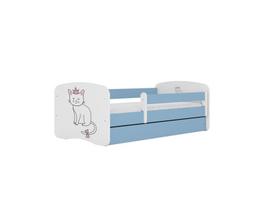Vaikiška lova be čiužinio ir stalčiaus Kocot Kids BabyDreams Blue cat, 140x70cm, mėlyna