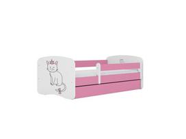 Vaikiška lova be čiužinio ir stalčiaus Kocot Kids BabyDreams Pink cat,160x80cm, rožinė