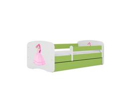 Vaikiška lova be čiužinio, su stalčiumi Kocot Kids BabyDreams Green princess, 180x80 cm, žalia