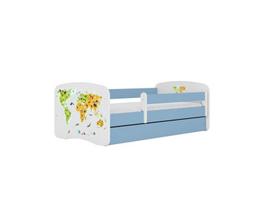 Vaikiška lova be čiužinio ir stalčiaus Kocot Kids BabyDreams Blue map, 160x80cm, mėlyna