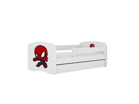 Vaikiška lova be čiužinio, su stalčiumi Kocot Kids BabyDreams White spiderman, 160x80 cm, balta/raudona