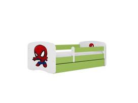 Vaikiška lova be čiužinio, su stalčiumi Kocot Kids BabyDreams Green spiderman, 160x80 cm, žalia