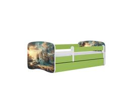 Vaikiška lova be čiužinio, su stalčiumi Kocot Kids BabyDreams Green ship, 140x70 cm, žalia
