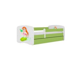 Vaikiška lova su čiužiniu ir stalčiumi Kocot Kids BabyDreams Green mermaid, 160x80 cm, žalia