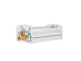 Vaikiška lova be čiužinio ir stalčiaus Kocot Kids BabyDreams White animals, 140x70cm, balta