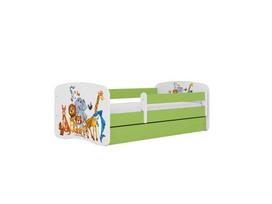 Vaikiška lova su stalčiumi, be čiužinio Kocot Kids BabyDreams Green animals, 140x70 cm, žalia