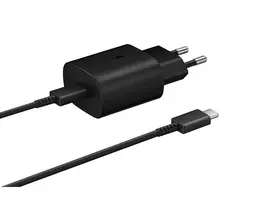 EP-TA800EBE + EP-DA705BBE Samsung 25W Travel Charger + USB-C/USB-C Data Cable juodos spalvos be pakuotės