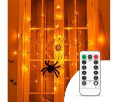 LED Dekoratyvinė girlianda HALLOWEEN LED/5V/8 funkcijų voratinklis + pultelis