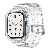 „Apple Watch“ serijos 10-osios kartos laikrodžio „Ice Tough“ skaidrus „viskas viename“ dirželis, spalvotas: Skaidrus, skaidrus + juodas rėmelis, dydis: 42mm, 46mm 42mm balta