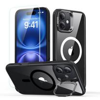 Skaidrus dėklas/stovas juodais kraštais+stikliukas "Esr Classic Hybrid Kickstand Halolock Magsafe & Tempered Glass" telefonui Apple iPhone 16