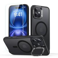 Pusiau skaidrus juodas dėklas/stovas+stikliukas "Esr Classic Hybrid Kickstand Halolock Magsafe & Tempered Glass" telefonui Apple iPhone 16
