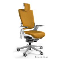 Patogi darbo kėdė | Ergonominė ofiso kėdė | Kėdė su galvos atlošu ir porankiais | Garstyčių spalvos