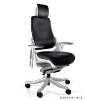 Natūralios odos su porankiais ergonominė biuro kėdė | Ofiso kėdė | Pilka, Balta