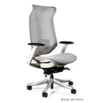 Profesionali ergonominė biuro kėdė | Ofiso kėdė su baltais porankiais | Pilka
