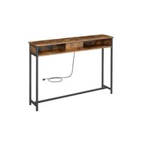 Konsolinis staliukas su USB ir el. lizdais | 25 x 120 cm | Rustic ruda