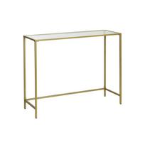 Minimalistinis konsolinis staliukas | Grūdintas stiklas | Auksinis rėmas | 35 x 100 cm