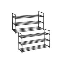 Metalinė batų lentyna | 3 lygiai | 2 vnt. komplektas | Juoda