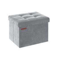 Tvirtas lengvas pufas su daiktadėže | 41 x 31 x 31 cm | 300 kg | Pilka