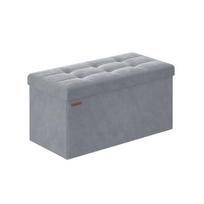 Tvirtas lengvas pufas su daiktadėže | 76 x 38 x 38 cm | 300 kg | Šviesiai pilka