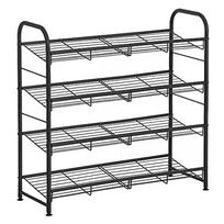 Juoda metalinė batų lentyna | 4 aukštų | 68,5 x 27,5 x 65 cm | Juoda