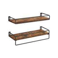 Industrinio stiliau sieninės lentynos | 2 vnt. | 15,5 x 40 cm | "Rustic" ruda