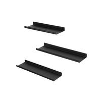 Pakabinamos metalinės sieninės lentynos | 3 vnt. komplektas | Juoda