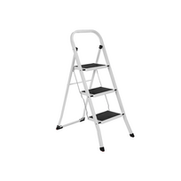 Buitinės 3 laiptelių kopėčios iš plieno | 105 cm | Su atrama | Pilka