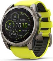 Garmin fenix 8 51mm Solar Sapphire Titanas su ryškiai geltonu / grafito spalvos silikoniniu dirželiu