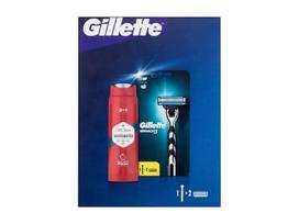 Rinkinys Gillette Mach3: skustuvas + skustuvo galvutės, 2 vnt. + dušo gelis/šampūnas Old Spice Whitewater, 250 ml