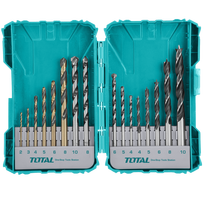 Grąžtų rinkinys TOTAL, 16 vnt,, metalui (2-8mm), betonui (4,-10mm), medžiui (4-10mm), TACSD6165