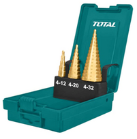 Pakopinių grąžtų rinkinys TOTAL, 3vnt, HSS, 12mm, 20mm, 32mm, TACSD2031