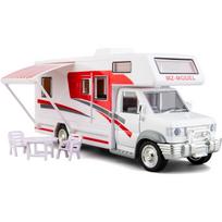 1/28 Scale DIY Prabangus Kemperis DIE-CAST automobilio modelis, cinko lydinio štampuoto liejimo atgal transporto priemonės Vaikiški žaislai berniukams mergaitėms Dovana 1/28-Size:22*10*6.5cm raudona