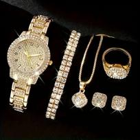 Women Gold WatchSet Diamond Fashion Wristwatch Female Casual Ladies Quartz Watches