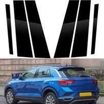 6 vnt Automobilių statramsčio durų langų apdailos komplektai BC kolonų lipdukai, tinkami Volkswagen T-Roc 2017-2024 automobilių išorės priedams Glossy Black