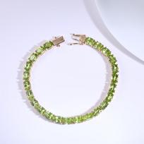 Solidus 925 svarų sterlingų sidabro apyrankė moterims, ovalus natūralus peridotas, paauksuota apyrankė, 20 karatų brangakmenių dizainas, geriausia dovana moterims 18.cm