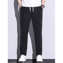 High Stretch Ice Silk Pants For Men, Ice Feeling Straight Leg Pants, Silky Smooth, Breathable, Comfortable, Quick Drying Sports Pants For Men 28 juoda