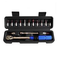 Gearbox Ratchet Socket Wrench Bicycle Torque Wrench 1/4 Inch Preset Torque Wrench Torque 2-25Nm Bicycle Hex Wrench Repair Kit (Color: 15 Assortments)