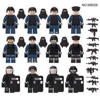 12 vnt./rinkinys Kareiviai Skydas Kaukė SWAT Policijos Komanda Armija Armijos Minifigūrėlės Veiksmo Figūrėlės Statybiniai Blokeliai Rinkinys Plytos Modelio Žaislai 4.5cm