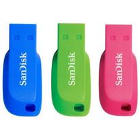 Sandisk 16GB Cruzer Blade USB 2.0 Mėlyna, Žalia, Rožinė 3 vnt. pakuotė