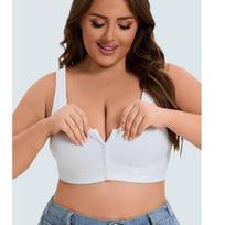 Plus Size Bra Sexy Bras Cotton Front Button Closure Thin Section Bra Push Up Underwear Comfortable Fixed Cup Underwear No Steel Ring Bralett 95