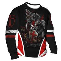 Crusader Knight Pattern Top Vintage T-shirt Men's Cotton Long Sleeve 3d Printing Casual O-Neck Street Harajuku Sweatshirt 2024 S