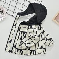 Children's Spring Casual Jacket Boys Hooded Color Matching Jacket Cool Handsome Boy Spring and Autumn 100 juoda